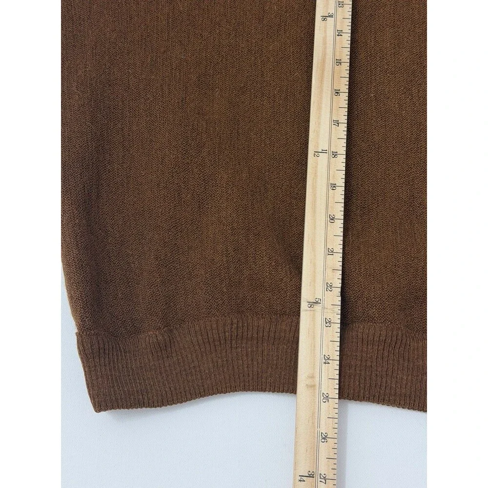 Pebble Beach Polo Sweater Mens Large Brown Alpaca Wool Blend Long Sleeve Vintage